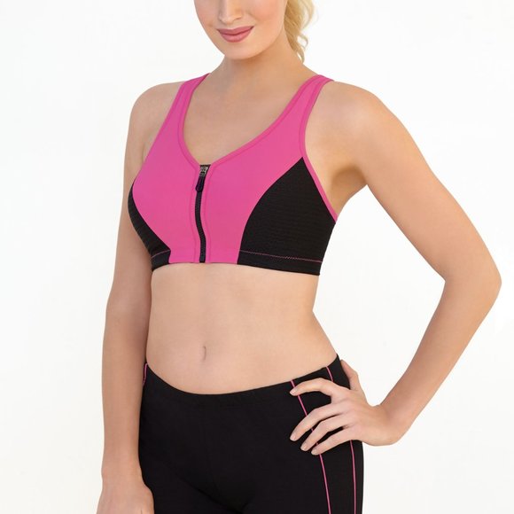 Glamorise SPORT Bra 34G (HIGH-IMPACT) Wicking (RACERBACK) Stretch PINK NEW - Picture 6 of 9
